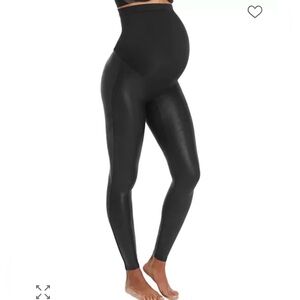 NWT SPANX Maternity Mama Faux Leather Leggings - Very Black XS